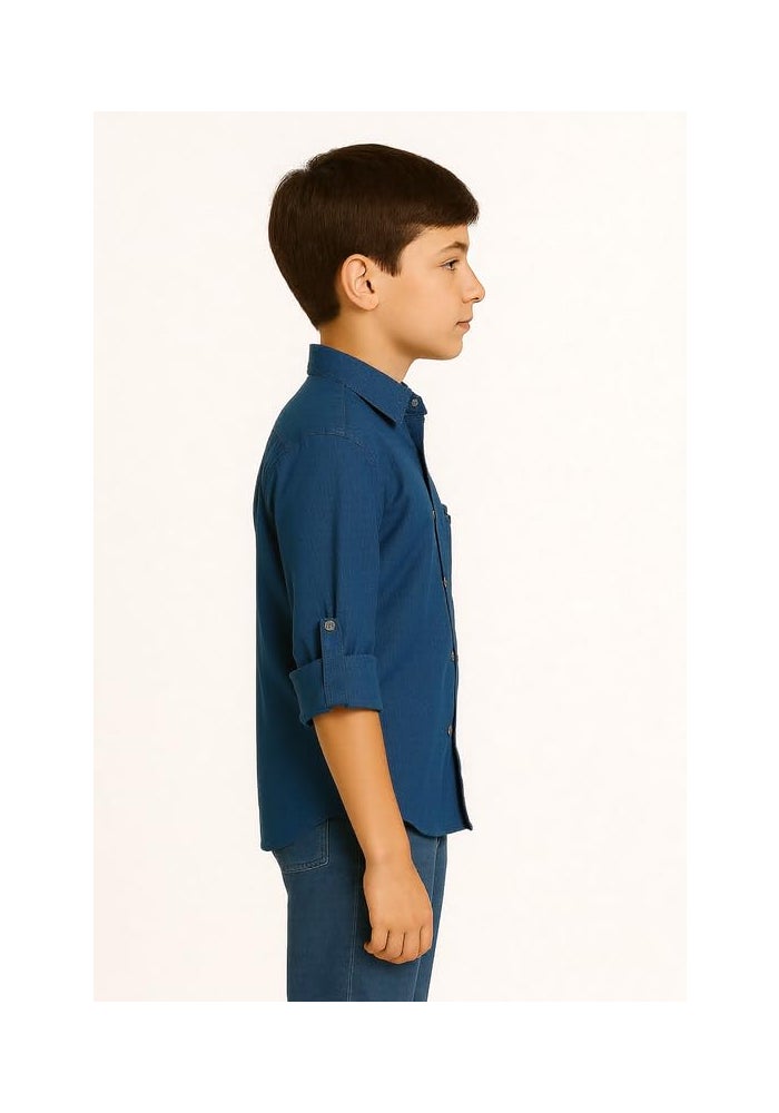 CHARCHIT Boys Cotton Regular Fit Plain Full Sleeves Casual Shirt - Image 3